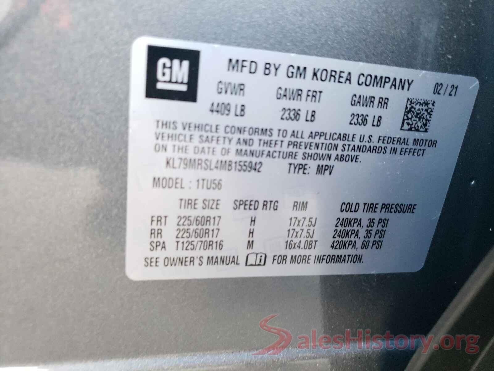 KL79MRSL4MB155942 2021 CHEVROLET TRAILBLAZE