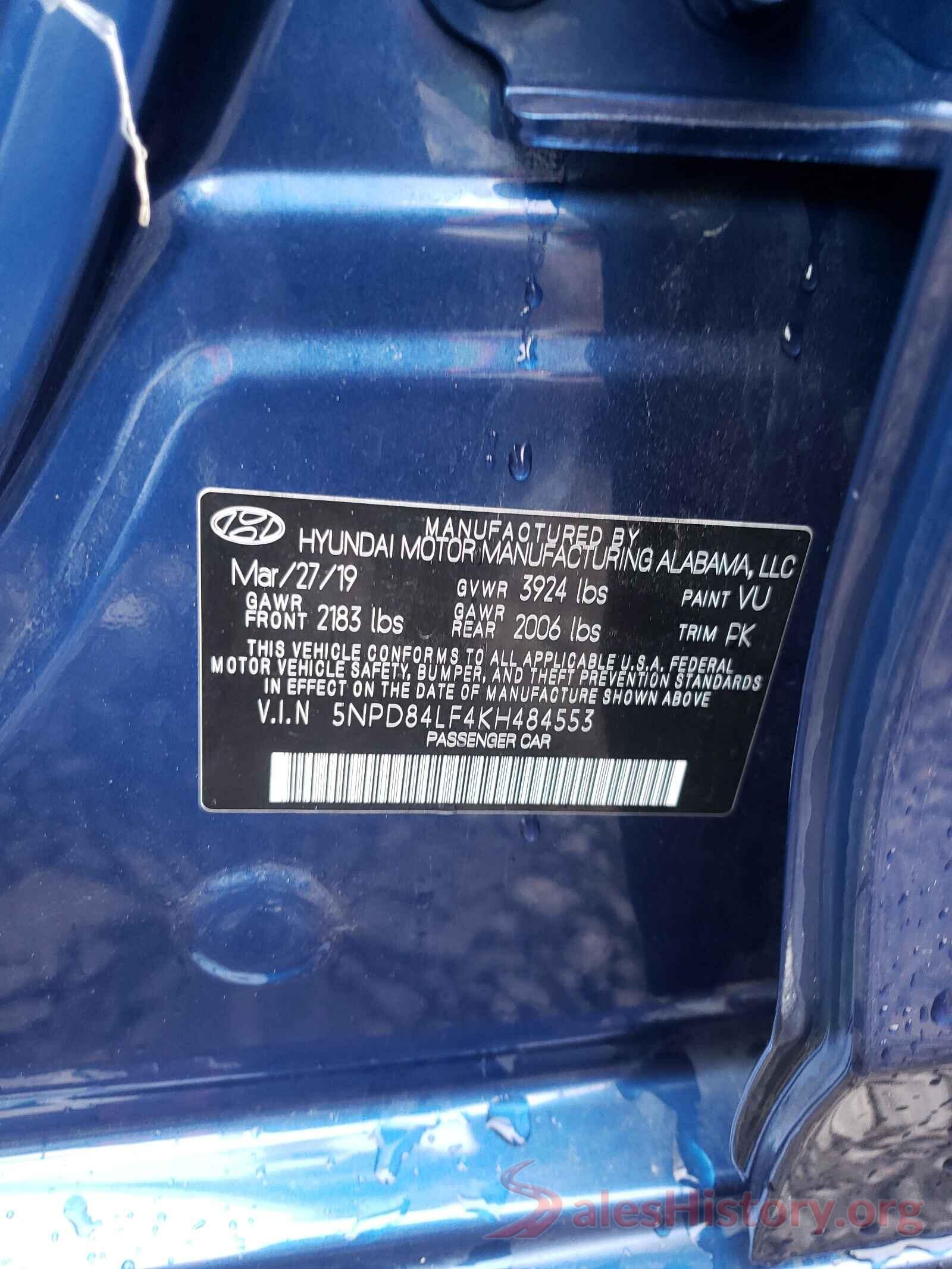 5NPD84LF4KH484553 2019 HYUNDAI ELANTRA