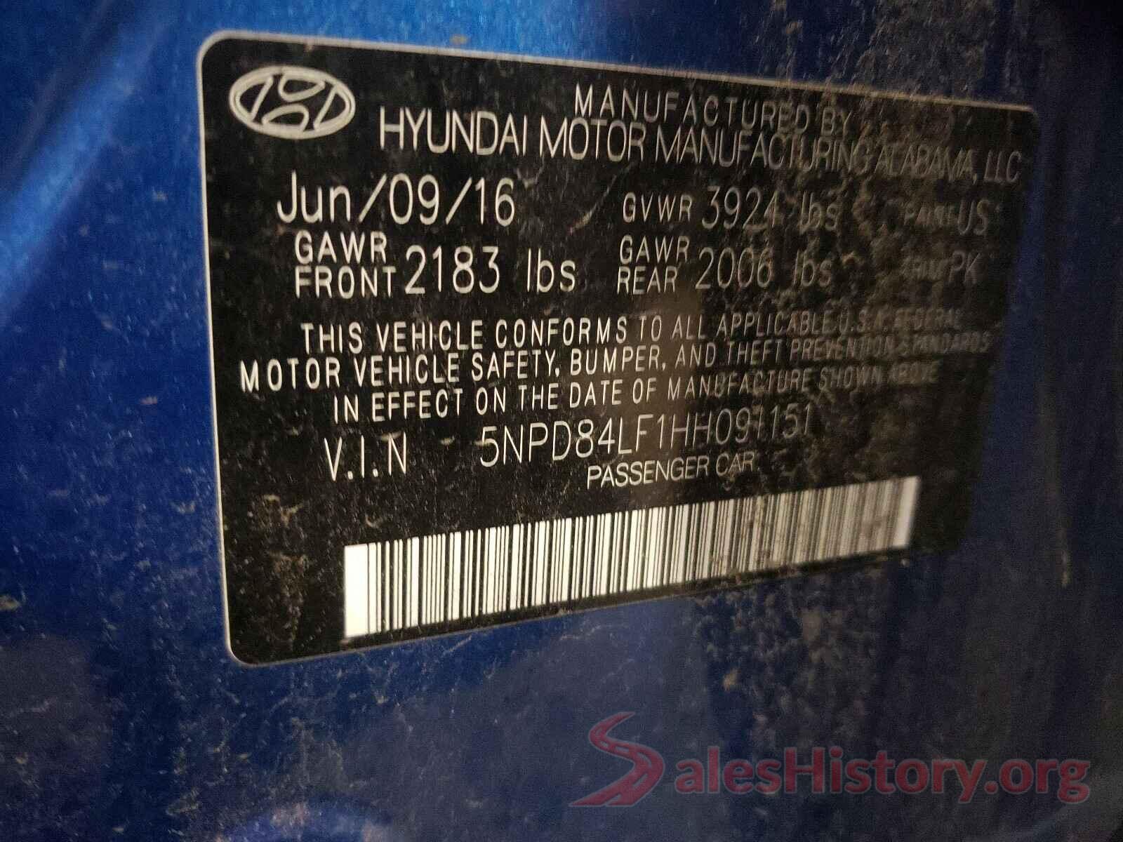 5NPD84LF1HH091151 2017 HYUNDAI ELANTRA