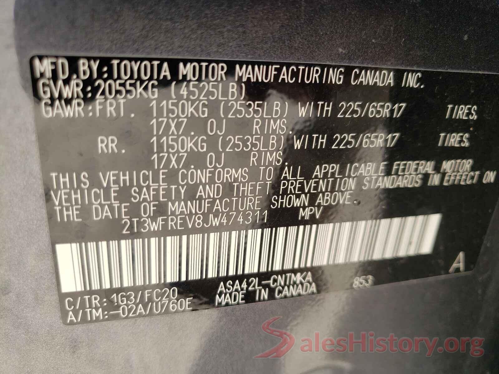 2T3WFREV8JW474311 2018 TOYOTA RAV4