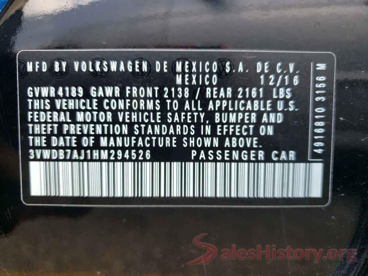 3VWDB7AJ1HM294526 2017 VOLKSWAGEN JETTA