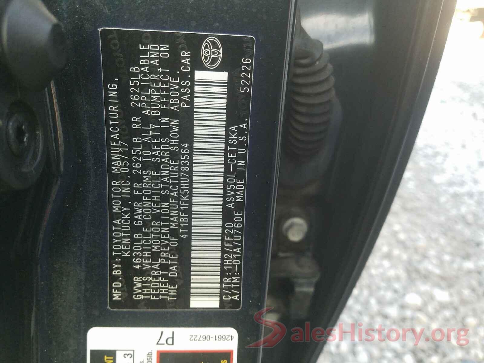 4T1BF1FK5HU783564 2017 TOYOTA CAMRY