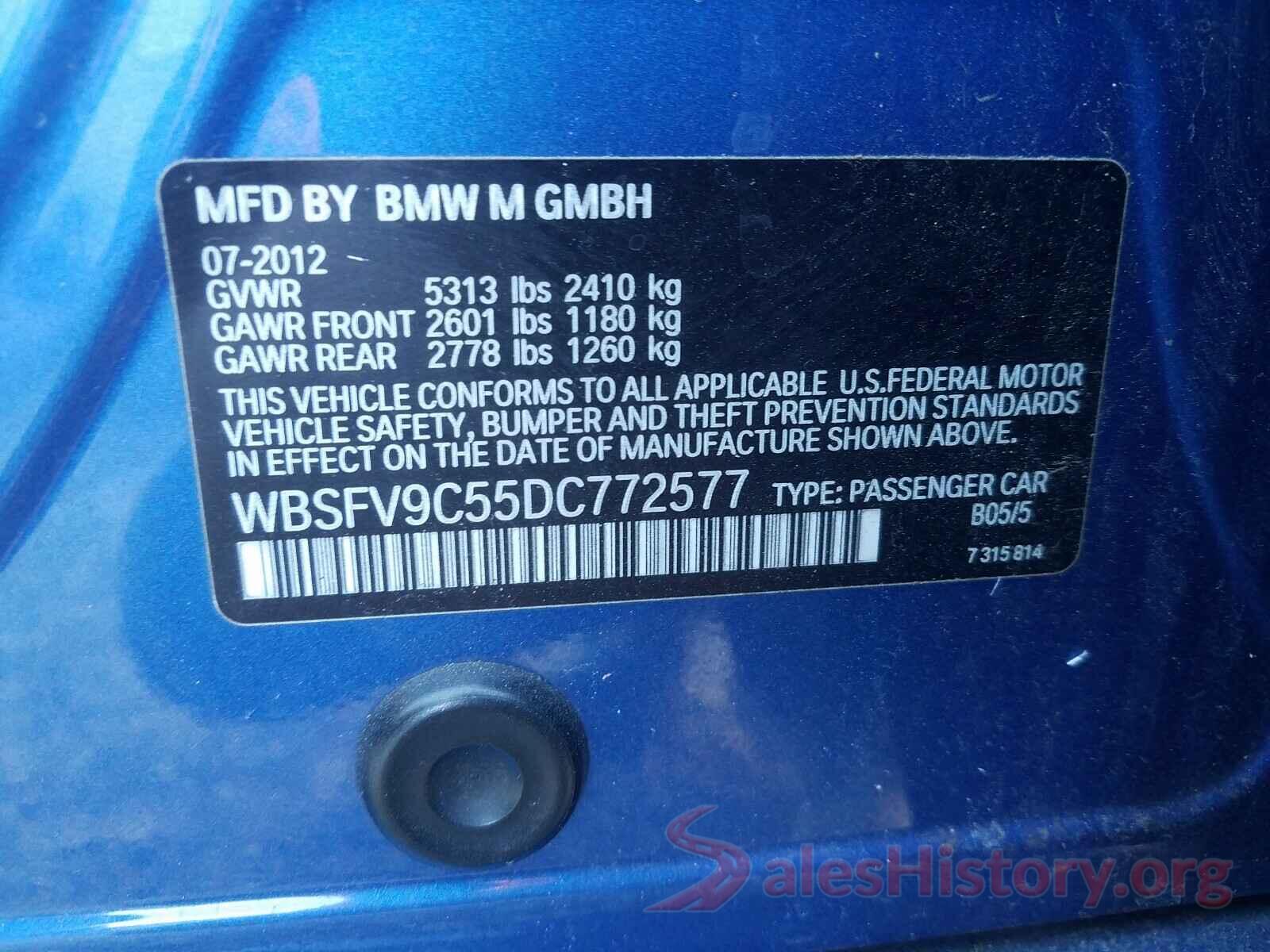 WBSFV9C55DC772577 2013 BMW M5