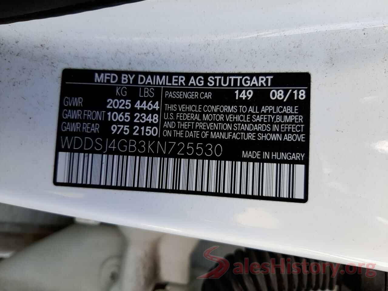 WDDSJ4GB3KN725530 2019 MERCEDES-BENZ CLA-CLASS