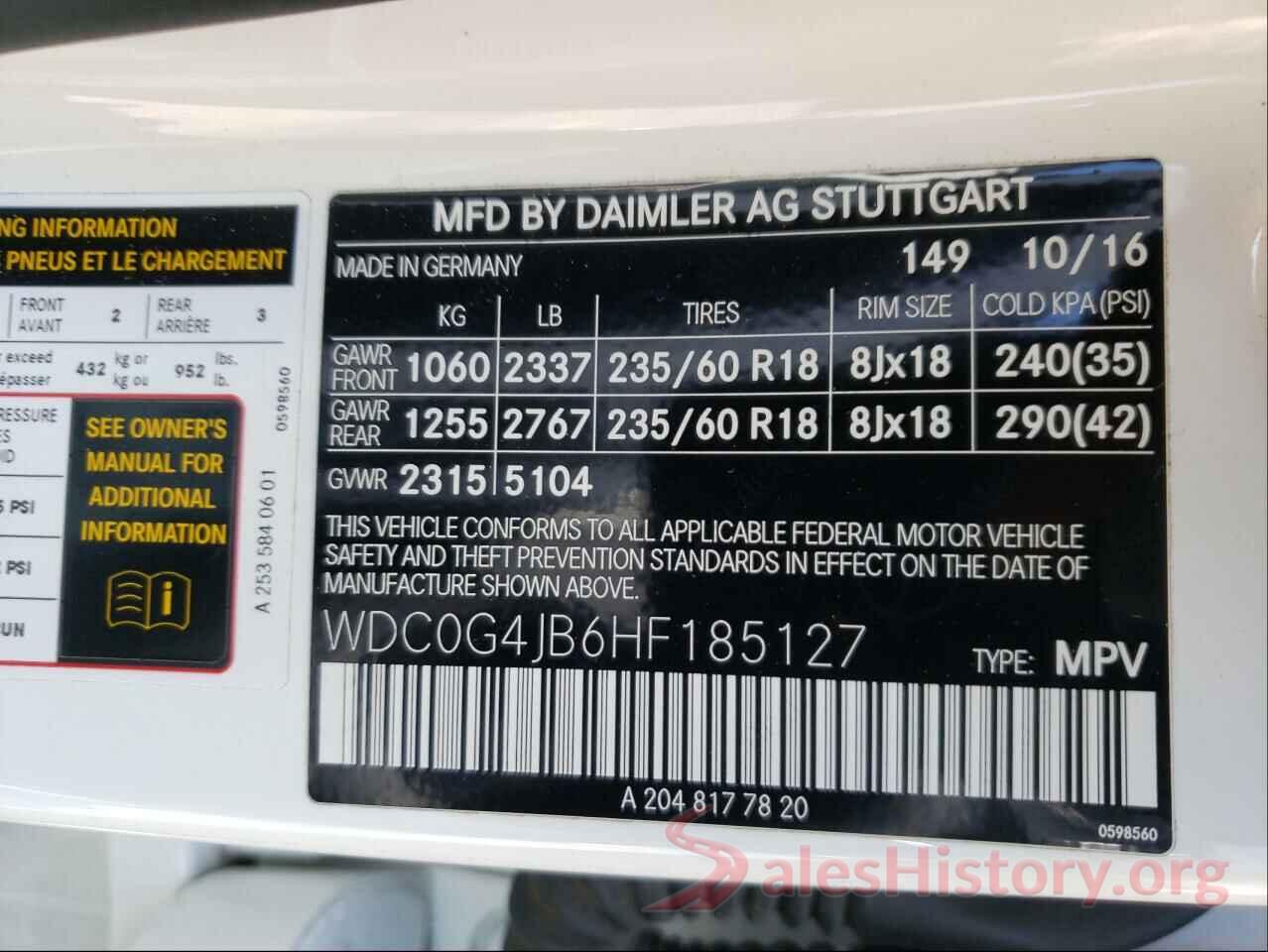 WDC0G4JB6HF185127 2017 MERCEDES-BENZ GLC-CLASS