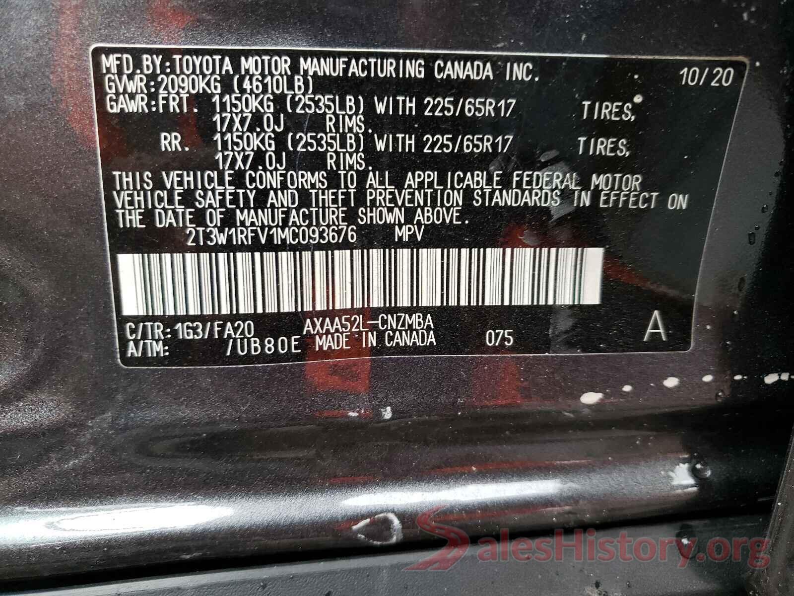 2T3W1RFV1MC093676 2021 TOYOTA RAV4