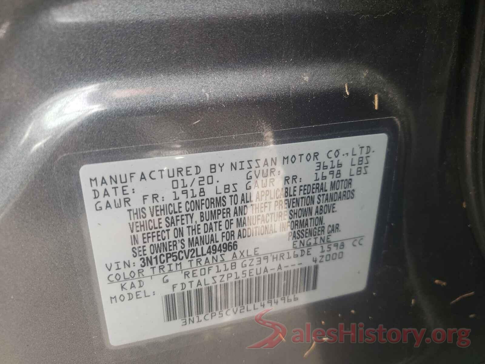 3N1CP5CV2LL494966 2020 NISSAN KICKS