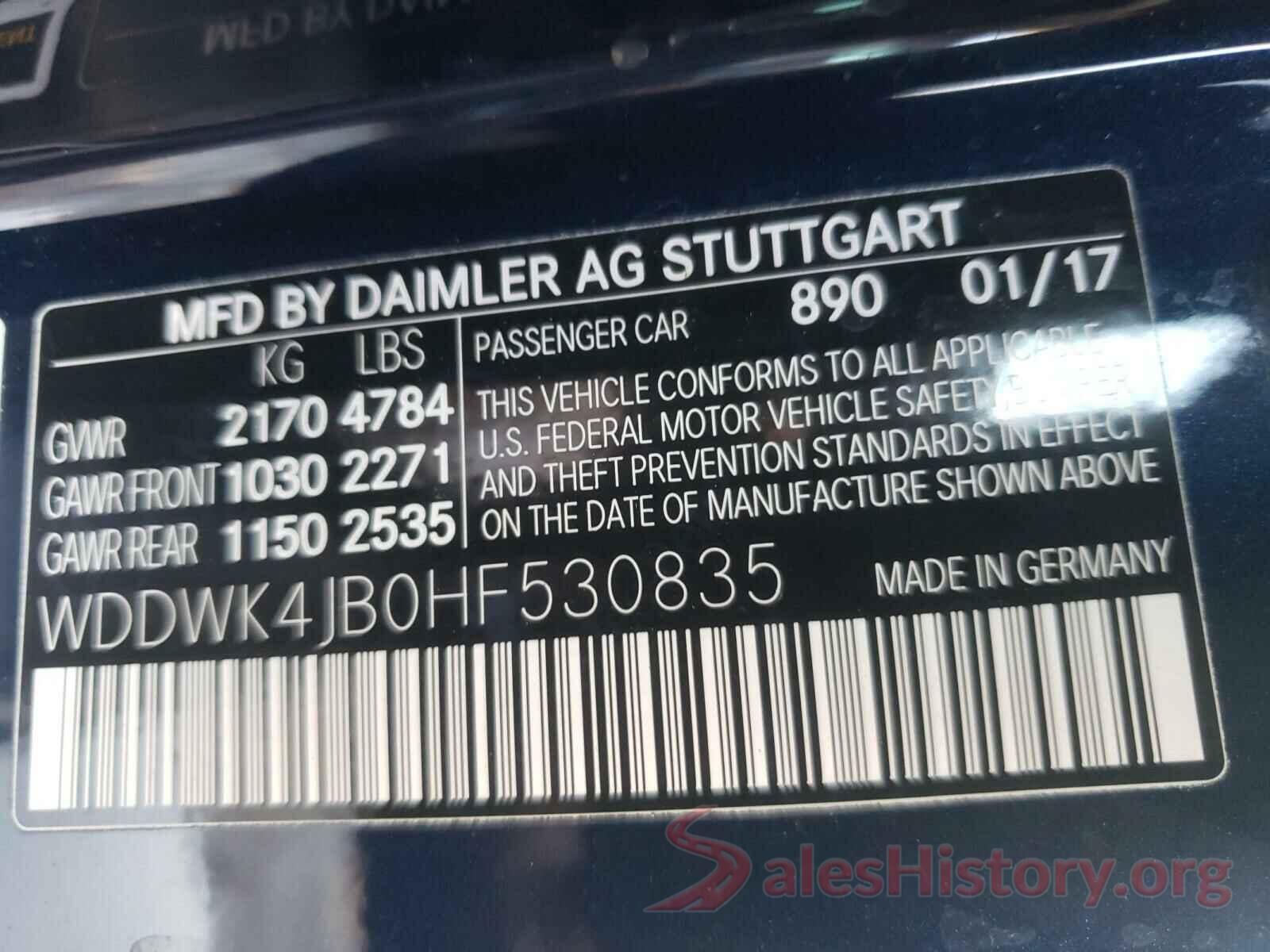 WDDWK4JB0HF530835 2017 MERCEDES-BENZ C CLASS