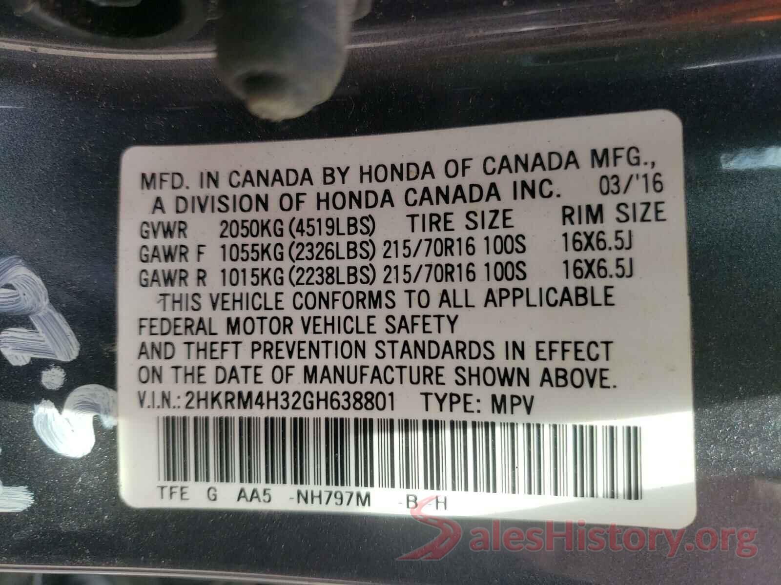 2HKRM4H32GH638801 2016 HONDA CRV