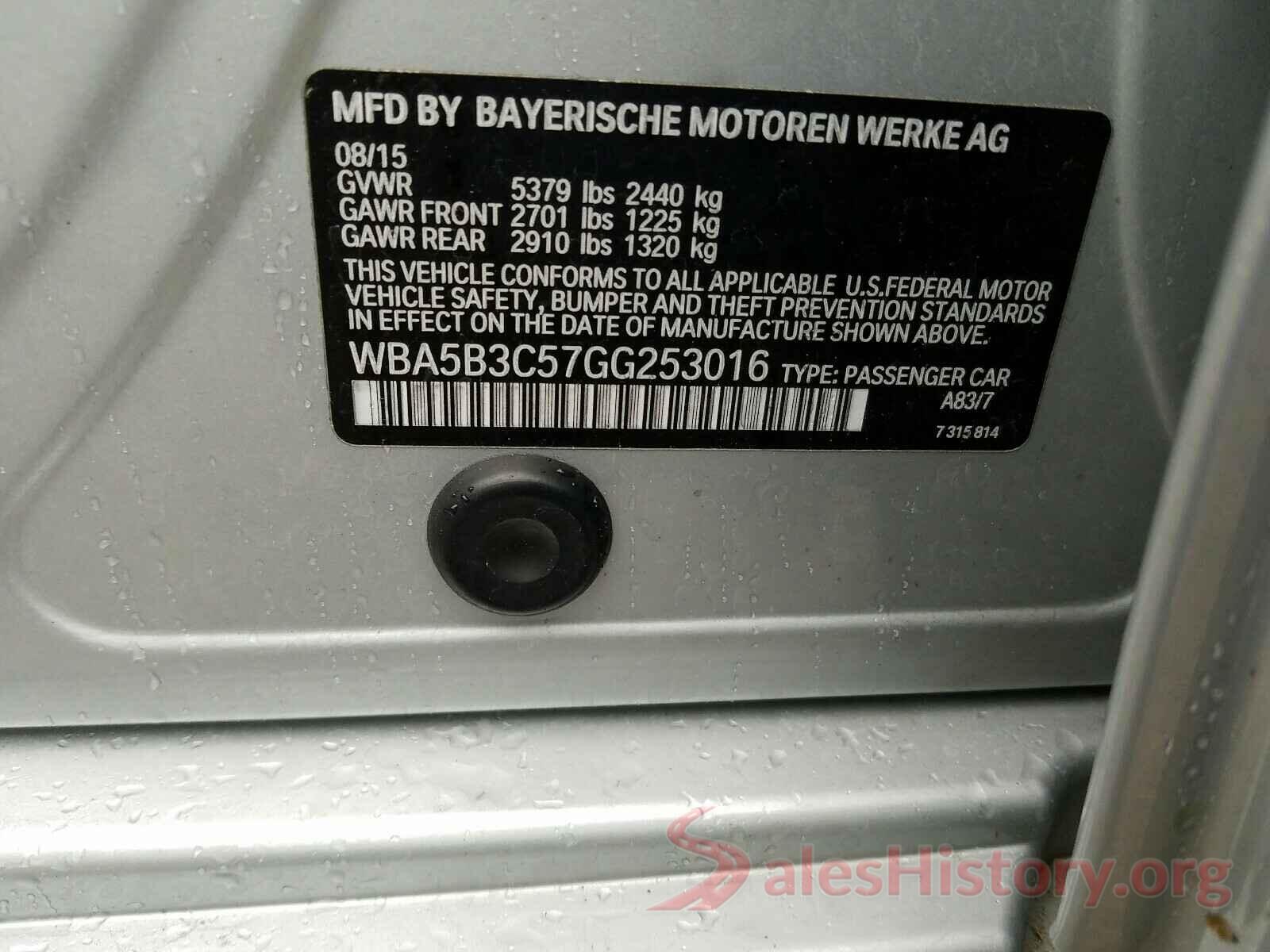 WBA5B3C57GG253016 2016 BMW 5 SERIES