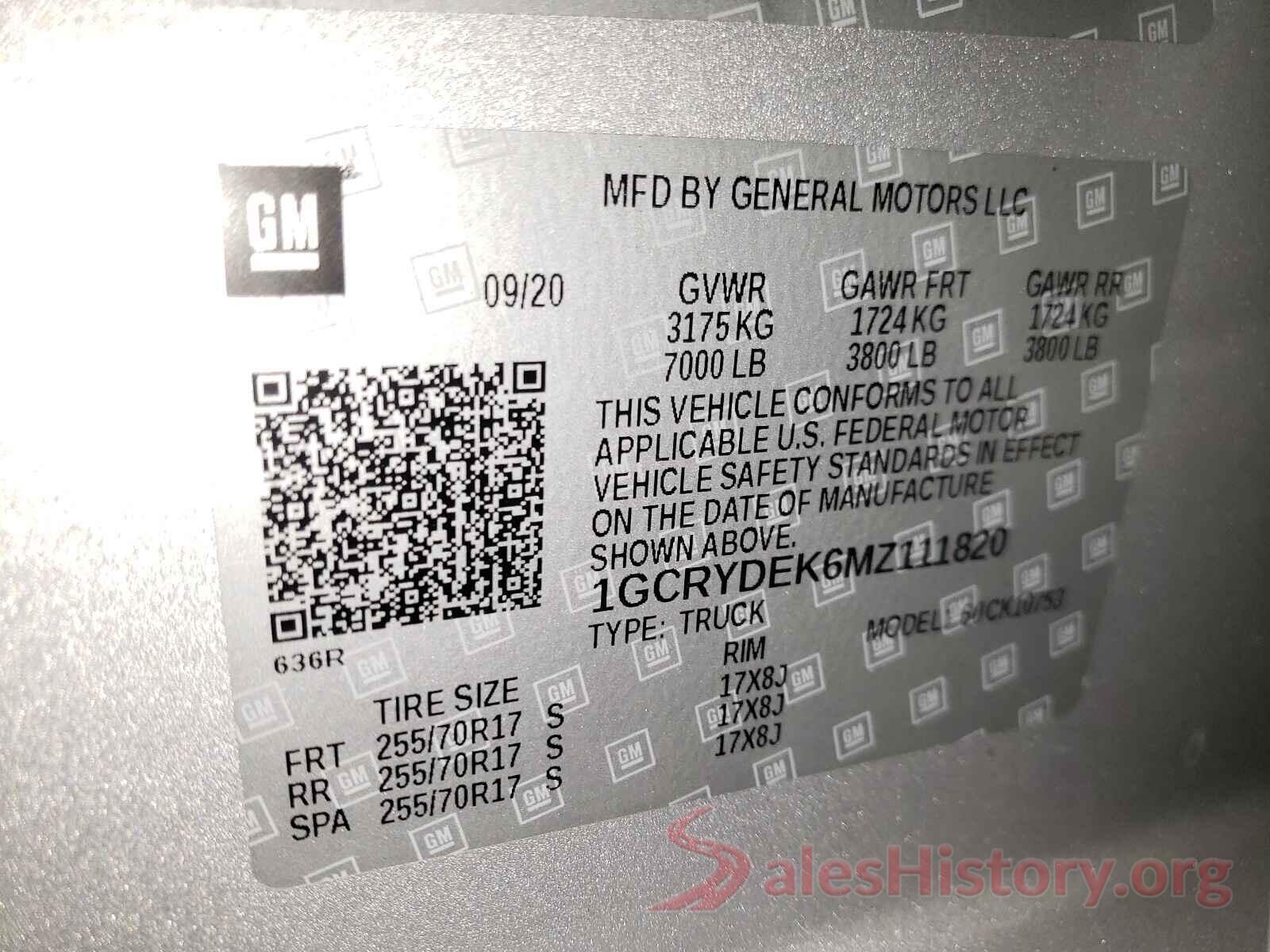 1GCRYDEK6MZ111820 2021 CHEVROLET SILVERADO