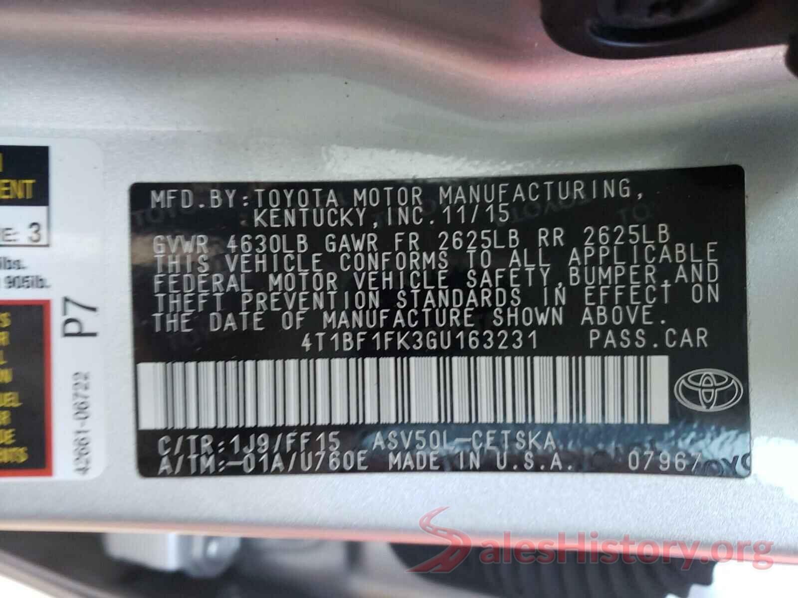 4T1BF1FK3GU163231 2016 TOYOTA CAMRY