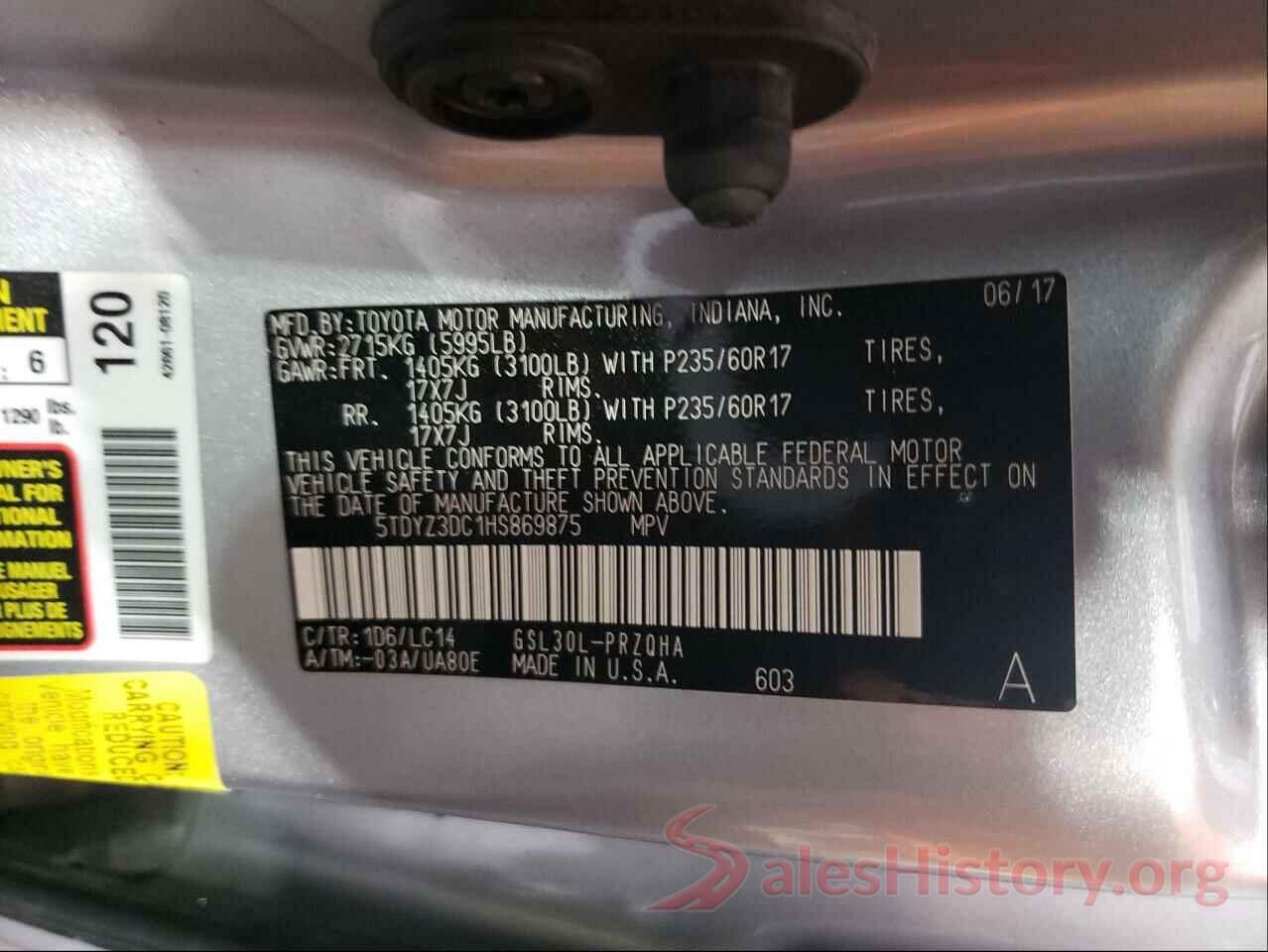 5TDYZ3DC1HS869875 2017 TOYOTA SIENNA