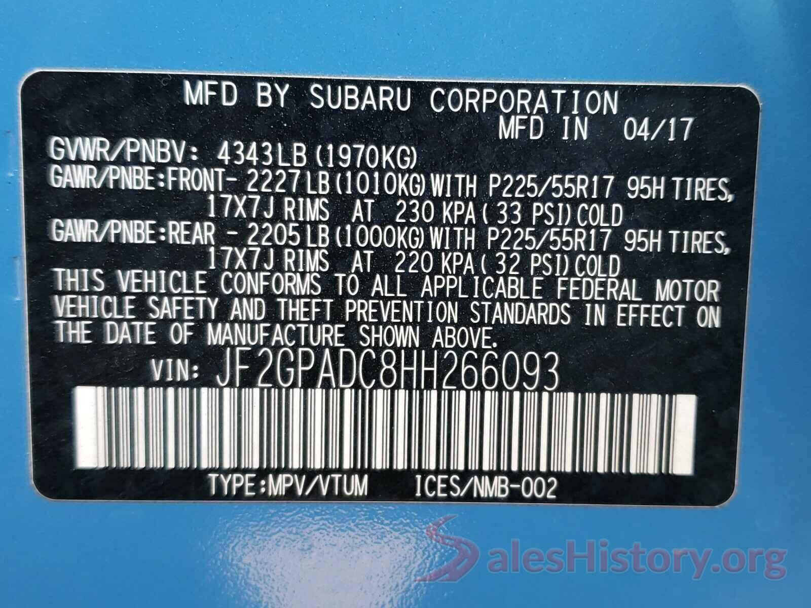 JF2GPADC8HH266093 2017 SUBARU CROSSTREK