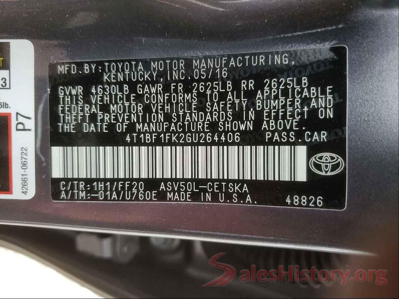 4T1BF1FK2GU264406 2016 TOYOTA CAMRY