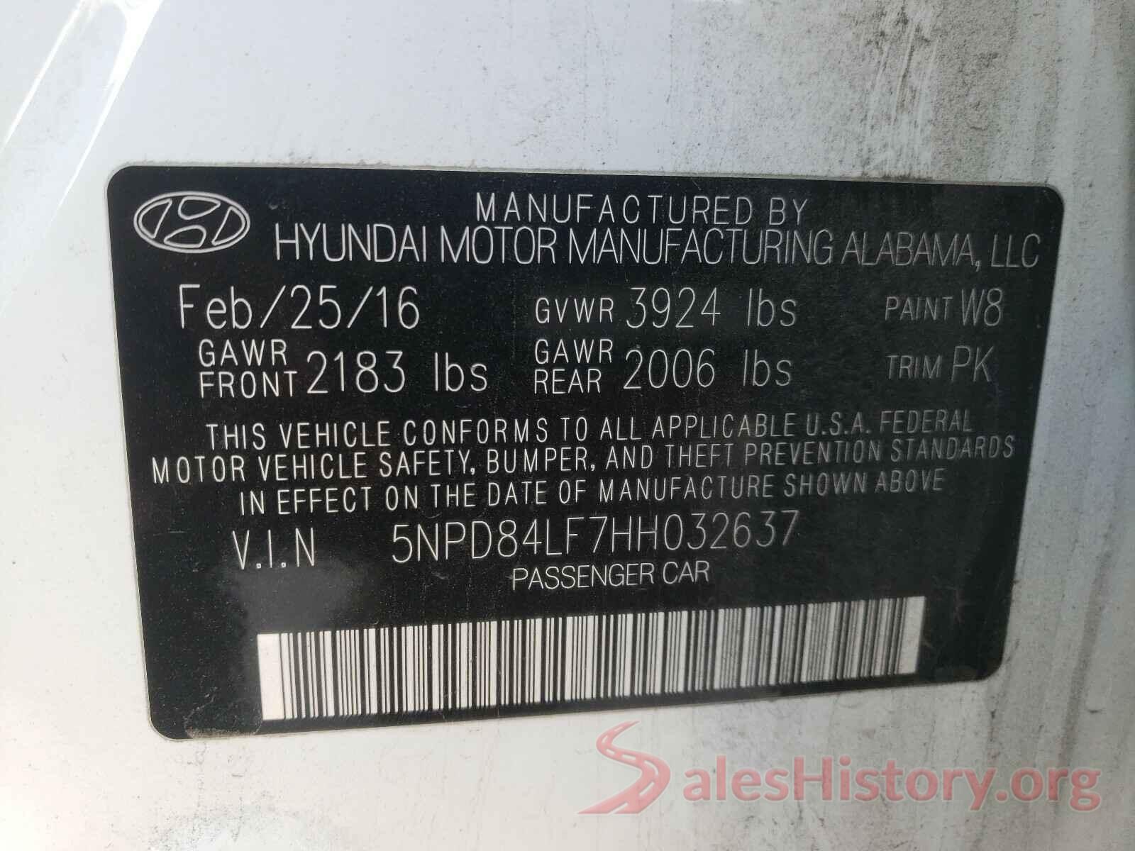 5NPD84LF7HH032637 2017 HYUNDAI ELANTRA