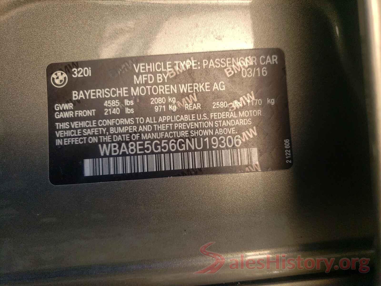 WBA8E5G56GNU19306 2016 BMW 3 SERIES