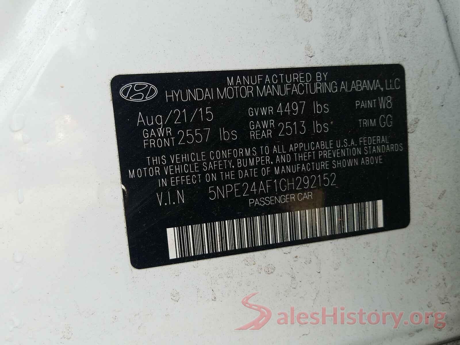 5NPE24AF1GH292152 2016 HYUNDAI SONATA