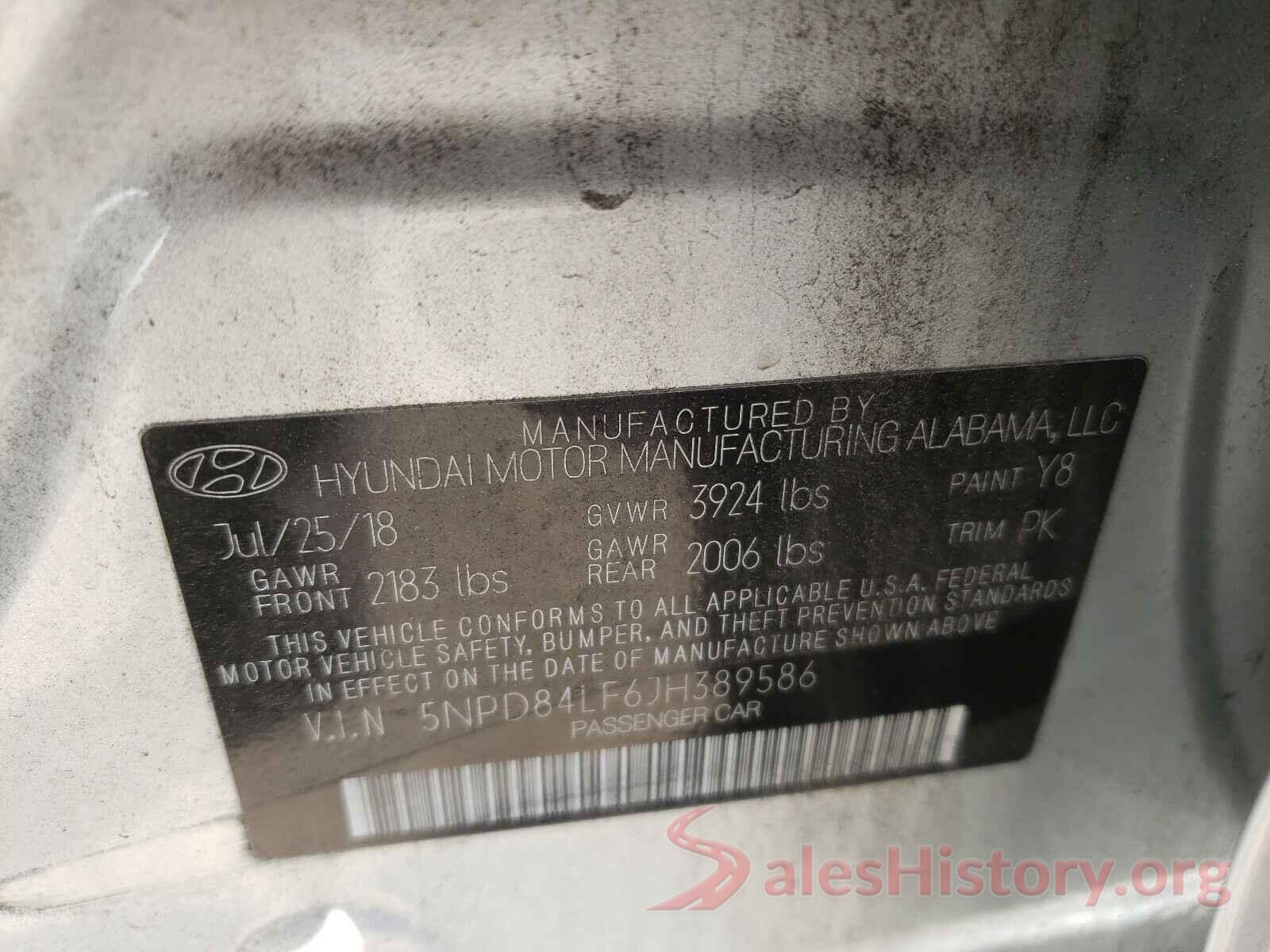 5NPD84LF6JH389586 2018 HYUNDAI ELANTRA