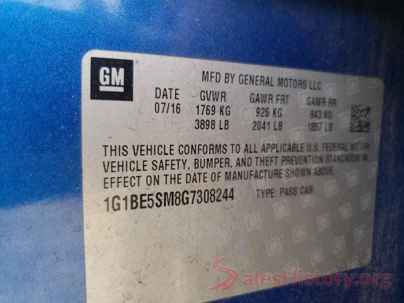 1G1BE5SM8G7308244 2016 CHEVROLET CRUZE