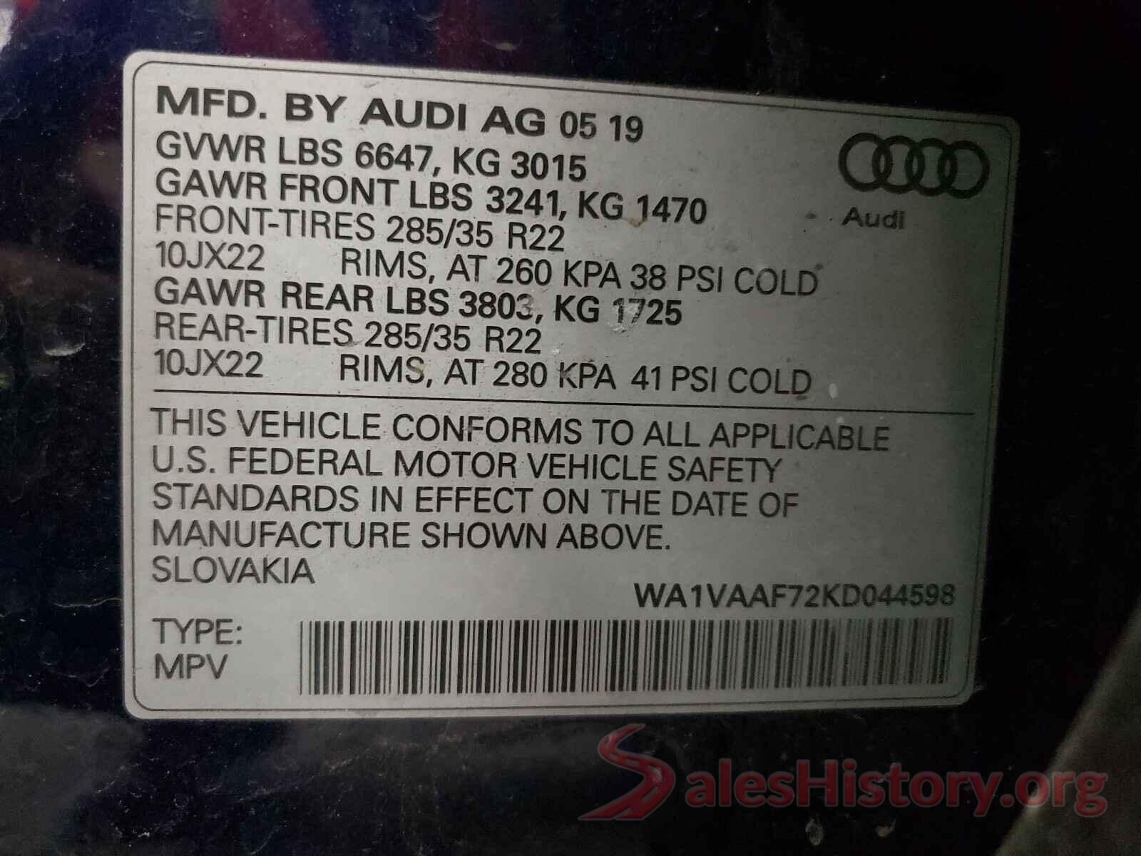 WA1VAAF72KD044598 2019 AUDI Q7