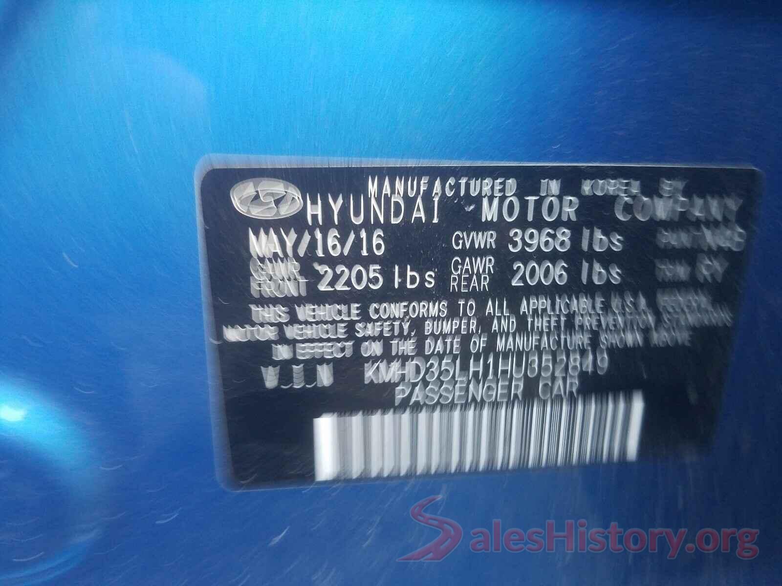 KMHD35LH1HU352849 2017 HYUNDAI ELANTRA