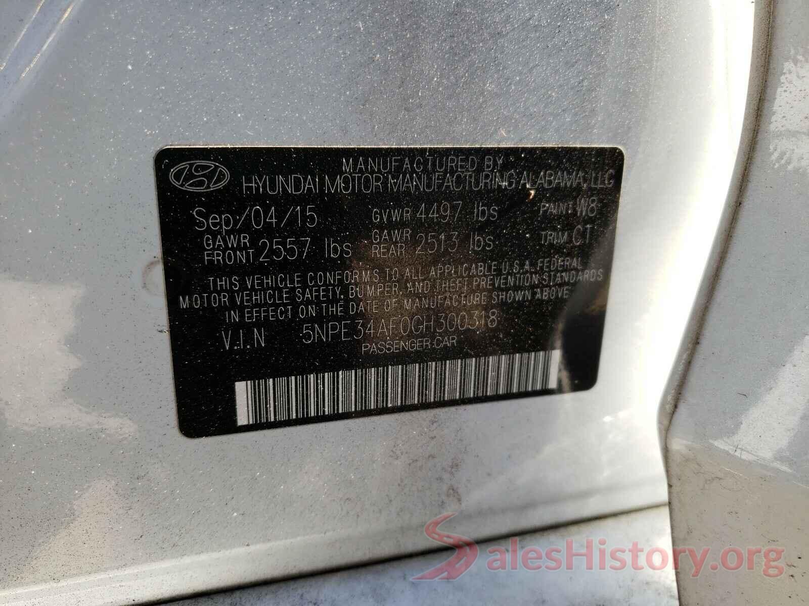 5NPE34AF0GH300318 2016 HYUNDAI SONATA