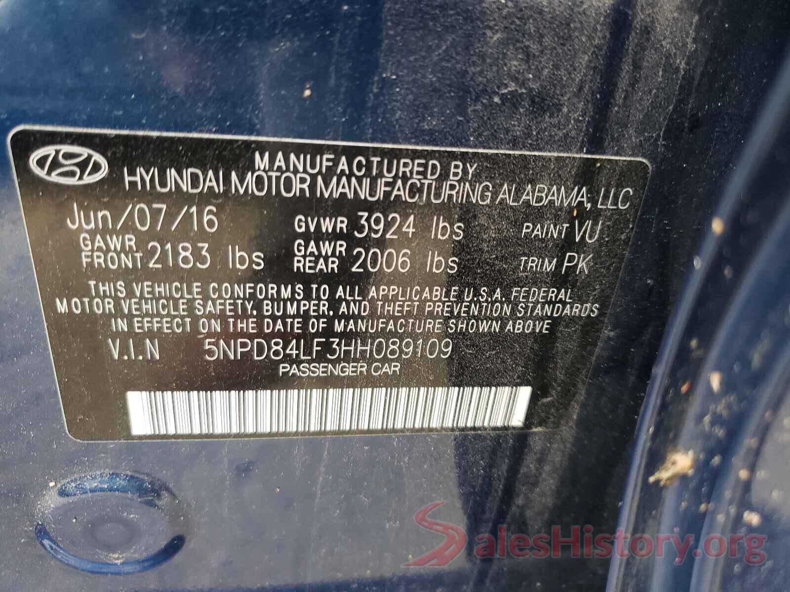 5NPD84LF3HH089109 2017 HYUNDAI ELANTRA