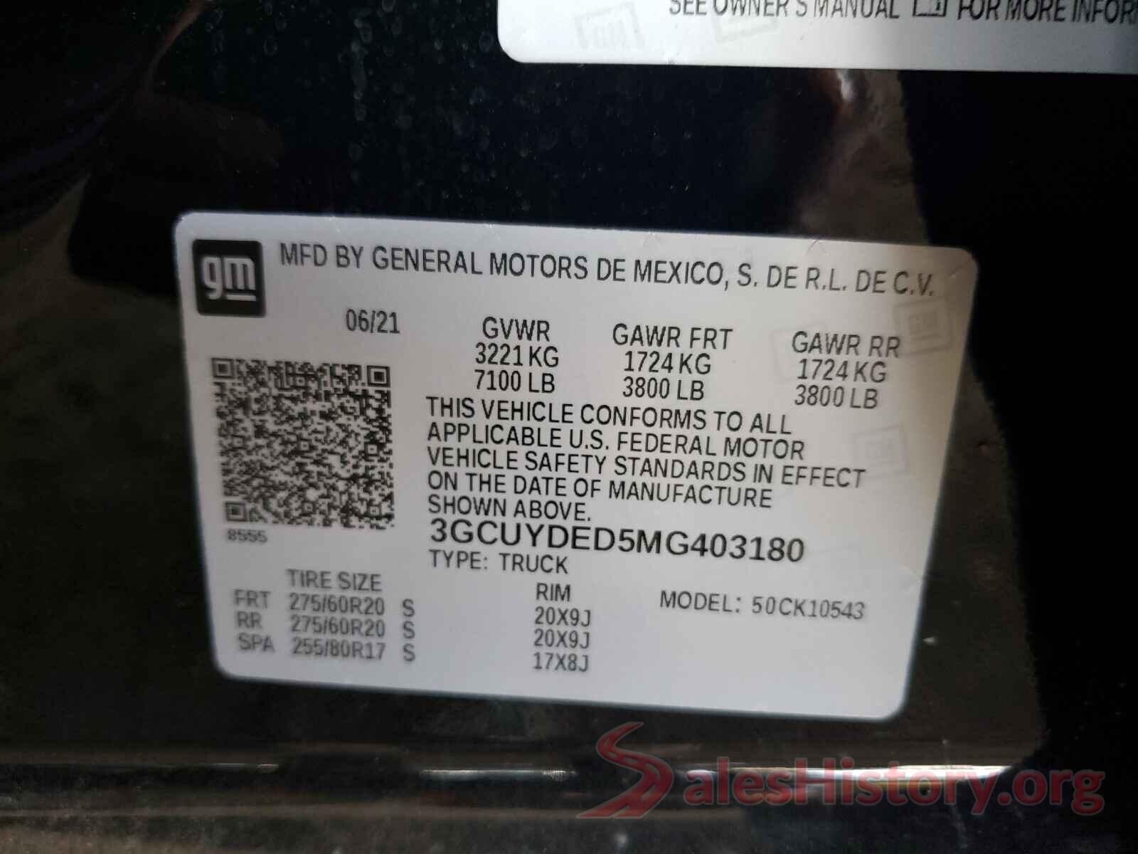 3GCUYDED5MG403180 2021 CHEVROLET SILVERADO