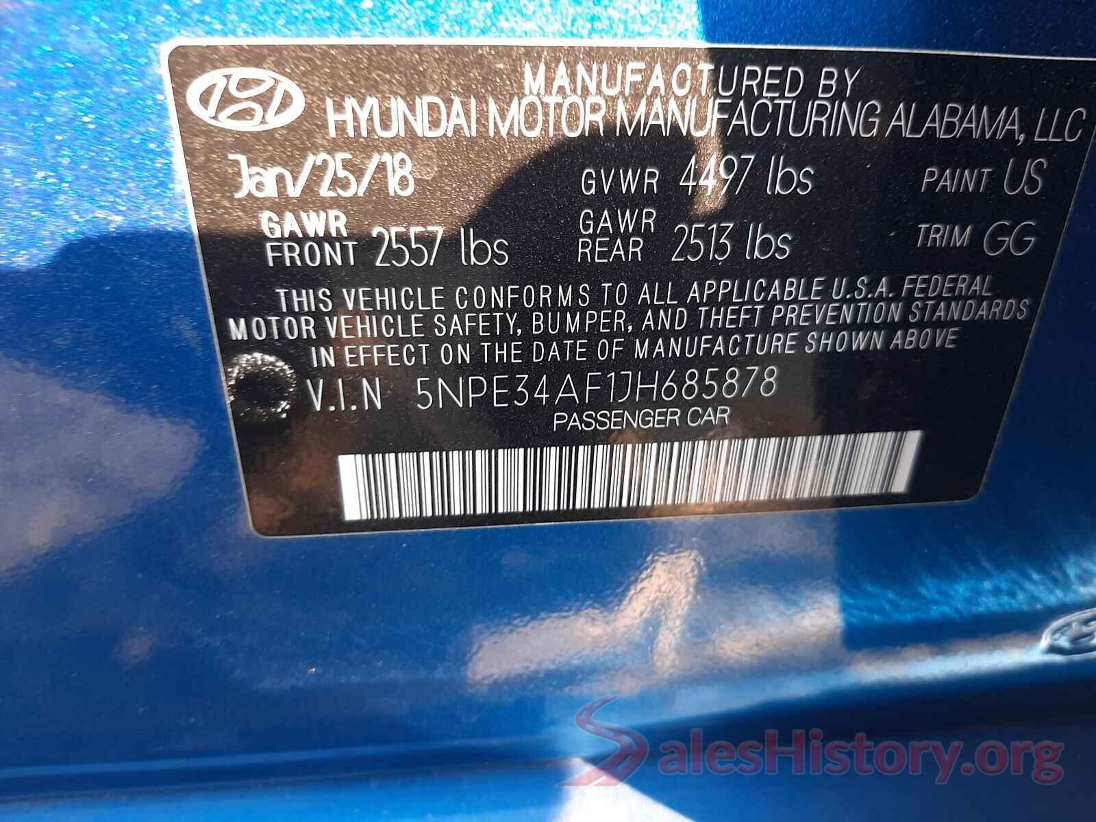 5NPE34AF1JH685878 2018 HYUNDAI SONATA