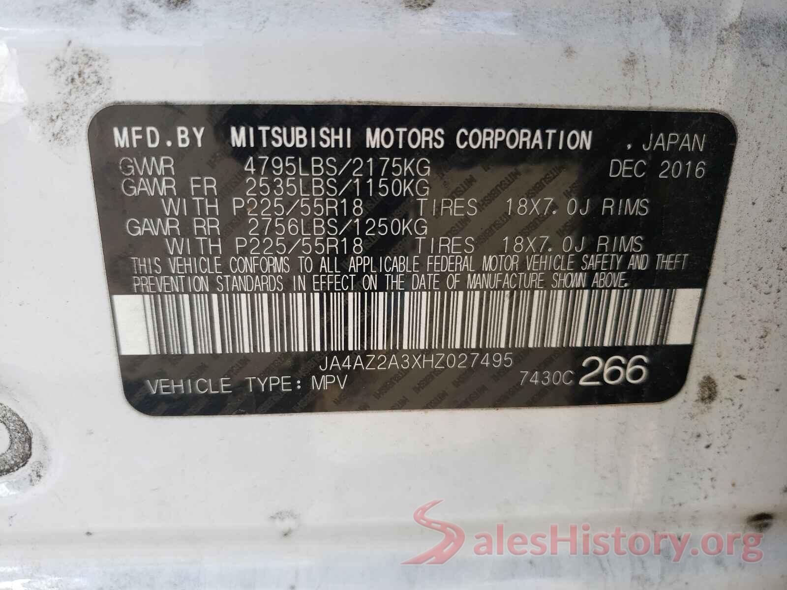 JA4AZ2A3XHZ027495 2017 MITSUBISHI OUTLANDER