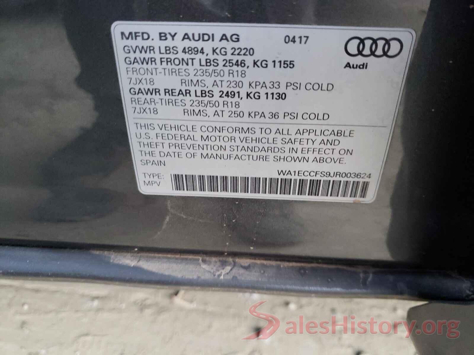 WA1ECCFS9JR003624 2018 AUDI Q3