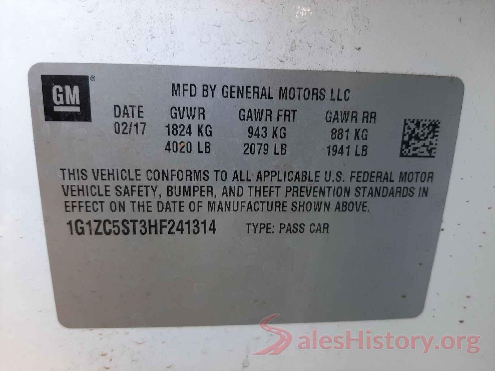 1G1ZC5ST3HF241314 2017 CHEVROLET MALIBU