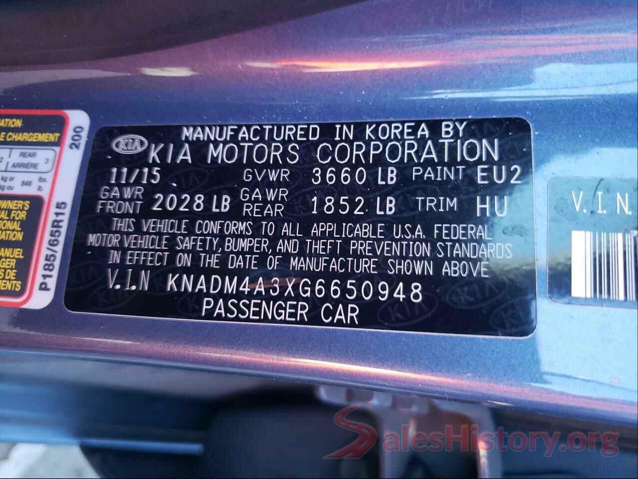 KNADM4A3XG6650948 2016 KIA RIO