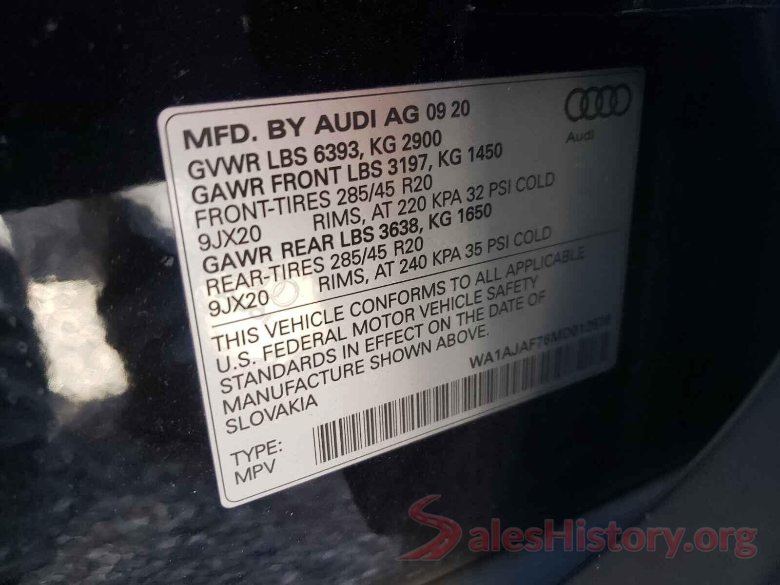 WA1AJAF76MD012576 2021 AUDI Q7