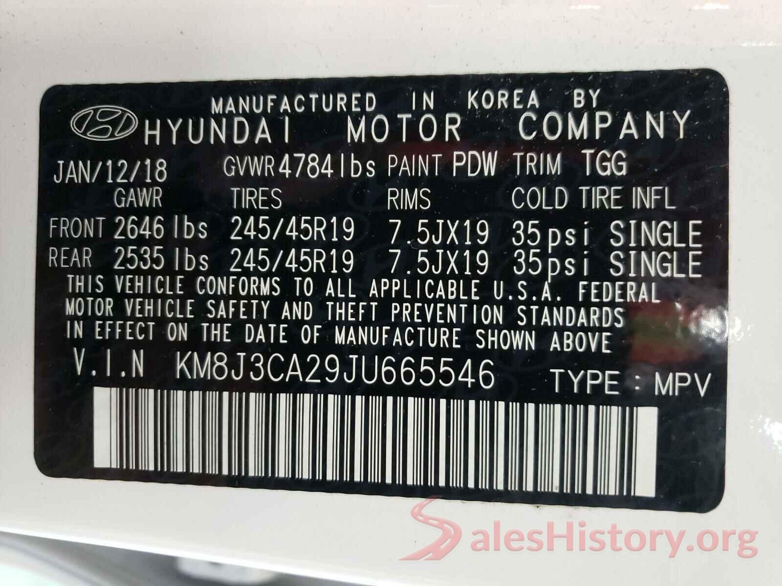 KM8J3CA29JU665546 2018 HYUNDAI TUCSON