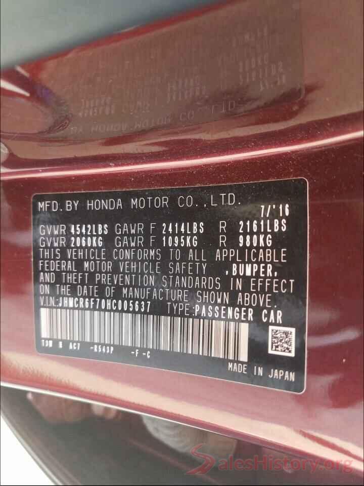 JHMCR6F70HC005637 2017 HONDA ACCORD