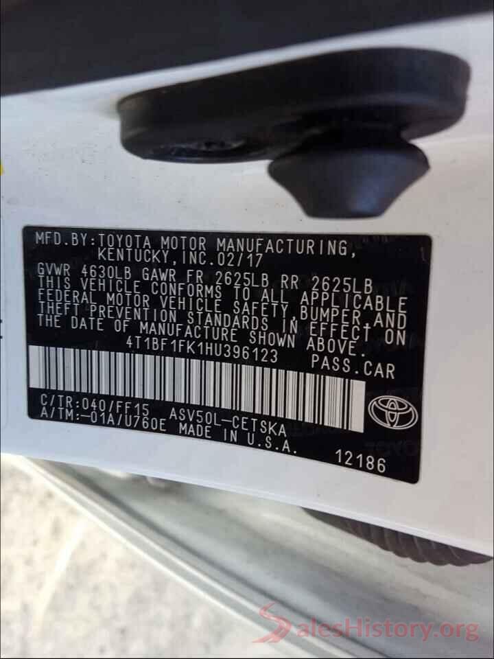 4T1BF1FK1HU396123 2017 TOYOTA CAMRY