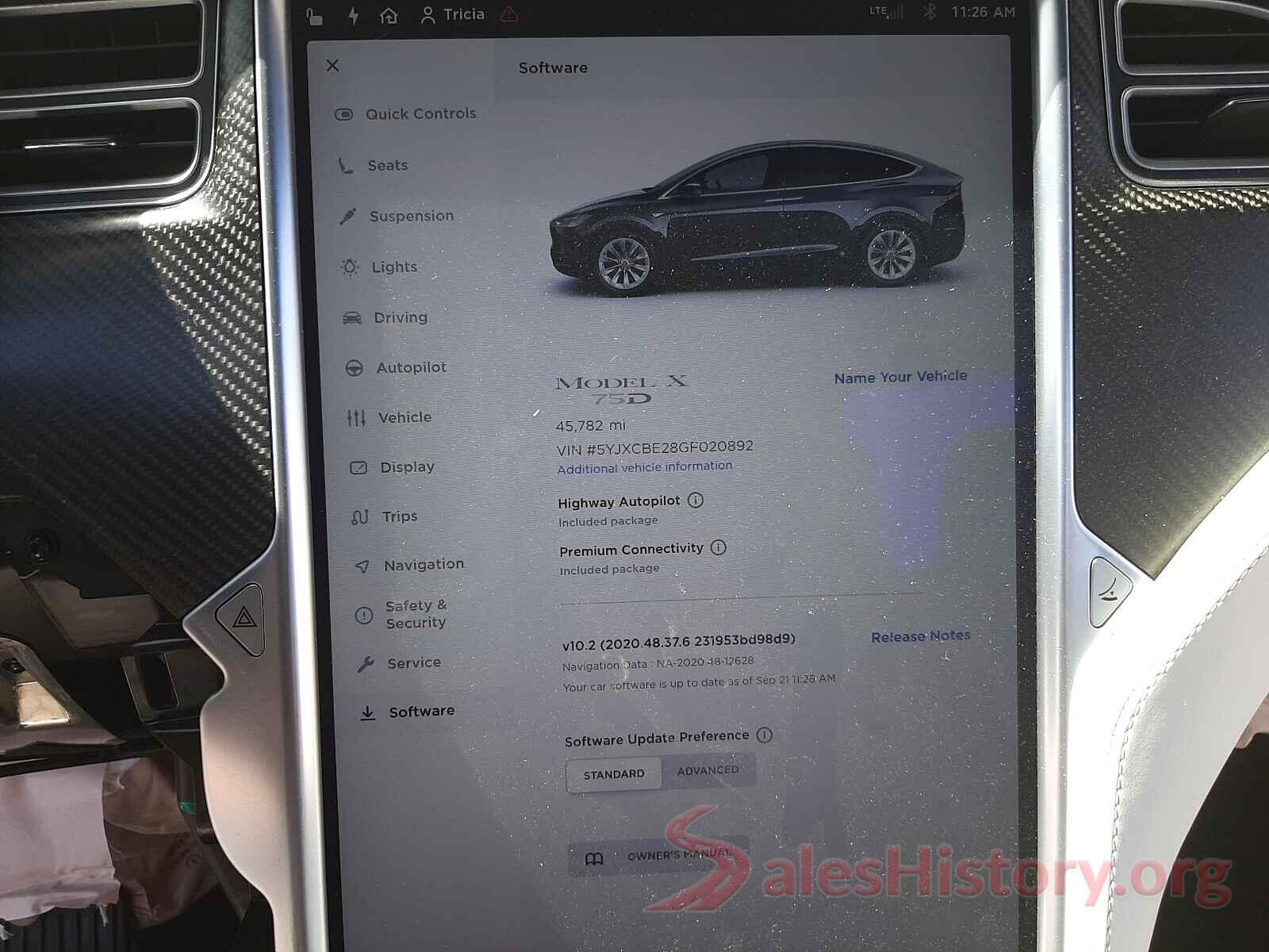 5YJXCBE28GF020892 2016 TESLA MODEL X