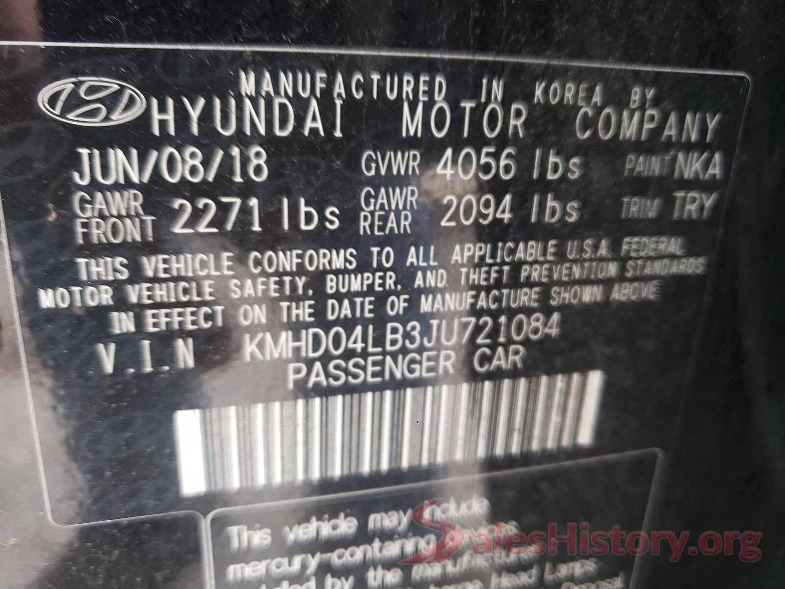 KMHD04LB3JU721084 2018 HYUNDAI ELANTRA