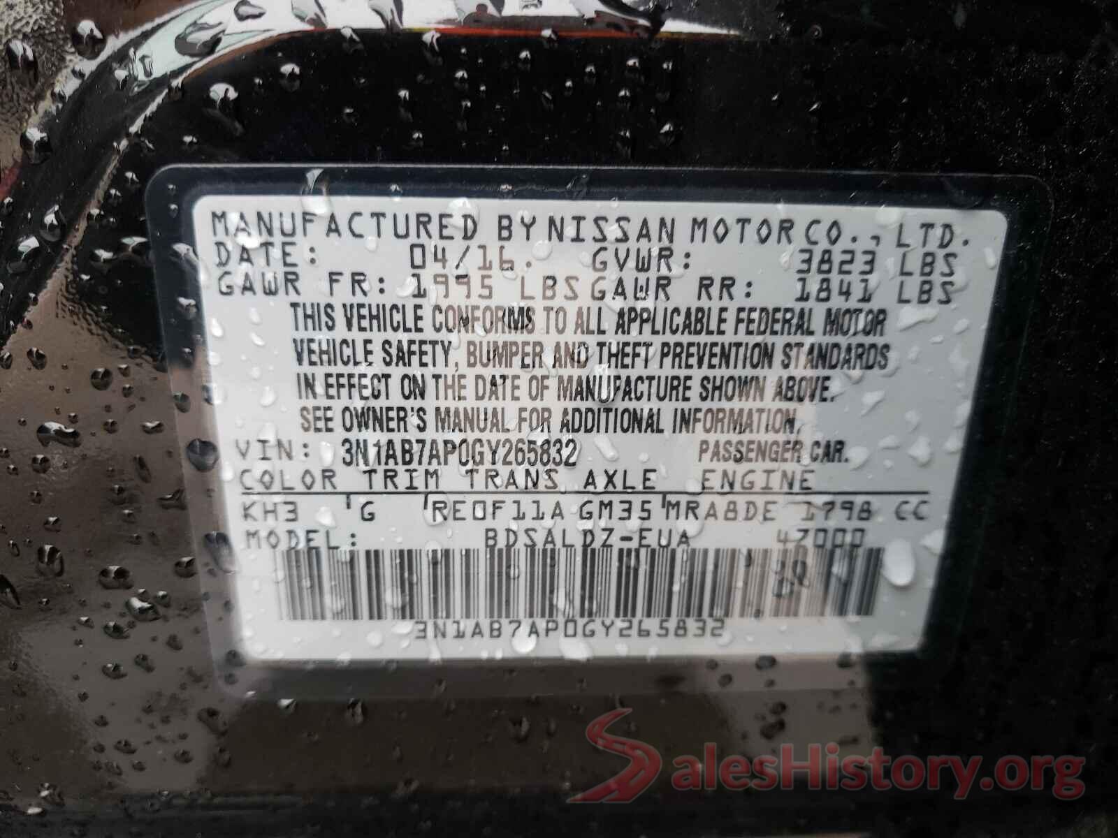 3N1AB7AP0GY265832 2016 NISSAN SENTRA