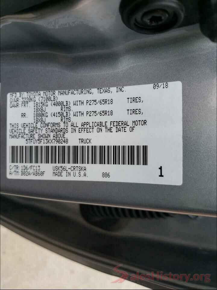 5TFUY5F13KX790248 2019 TOYOTA TUNDRA