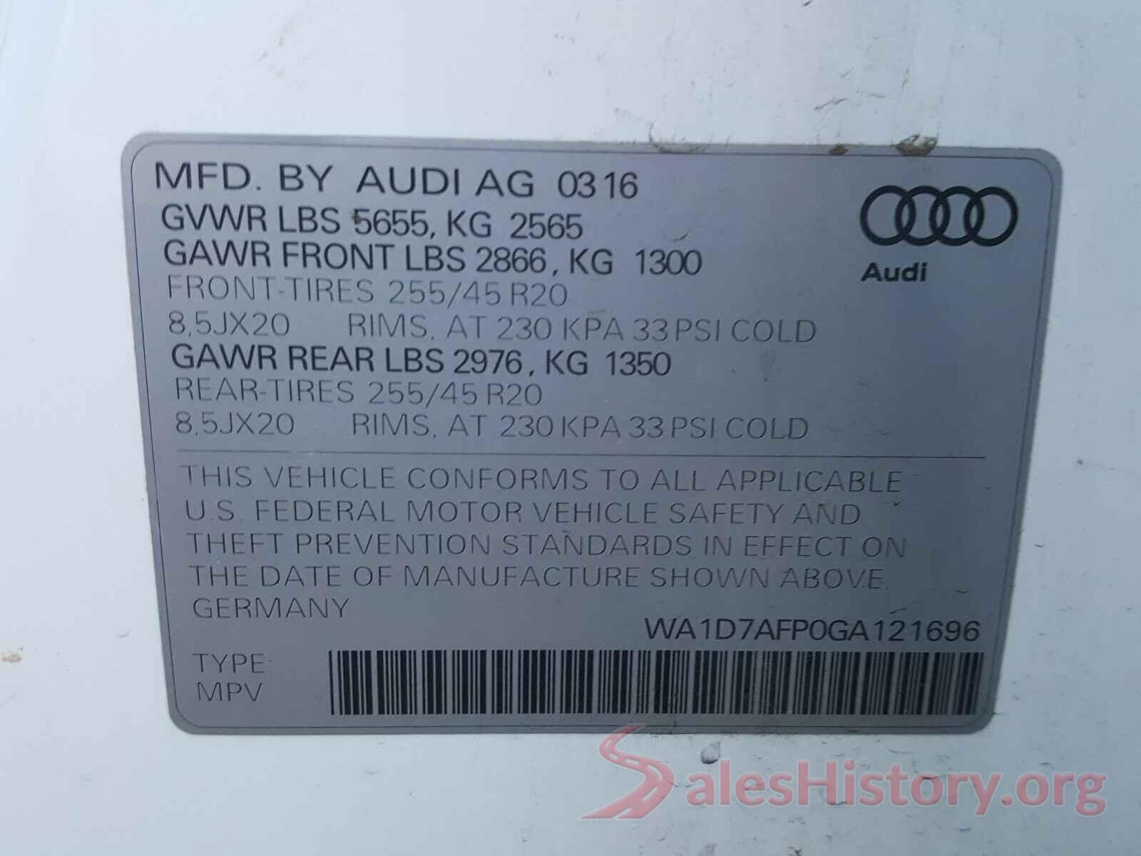 WA1D7AFP0GA121696 2016 AUDI Q5