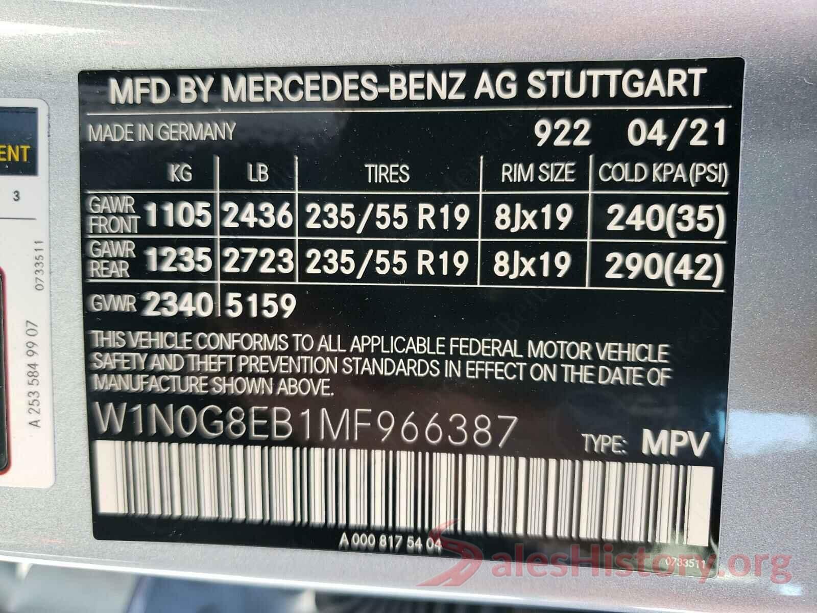 W1N0G8EB1MF966387 2021 MERCEDES-BENZ GLC-CLASS