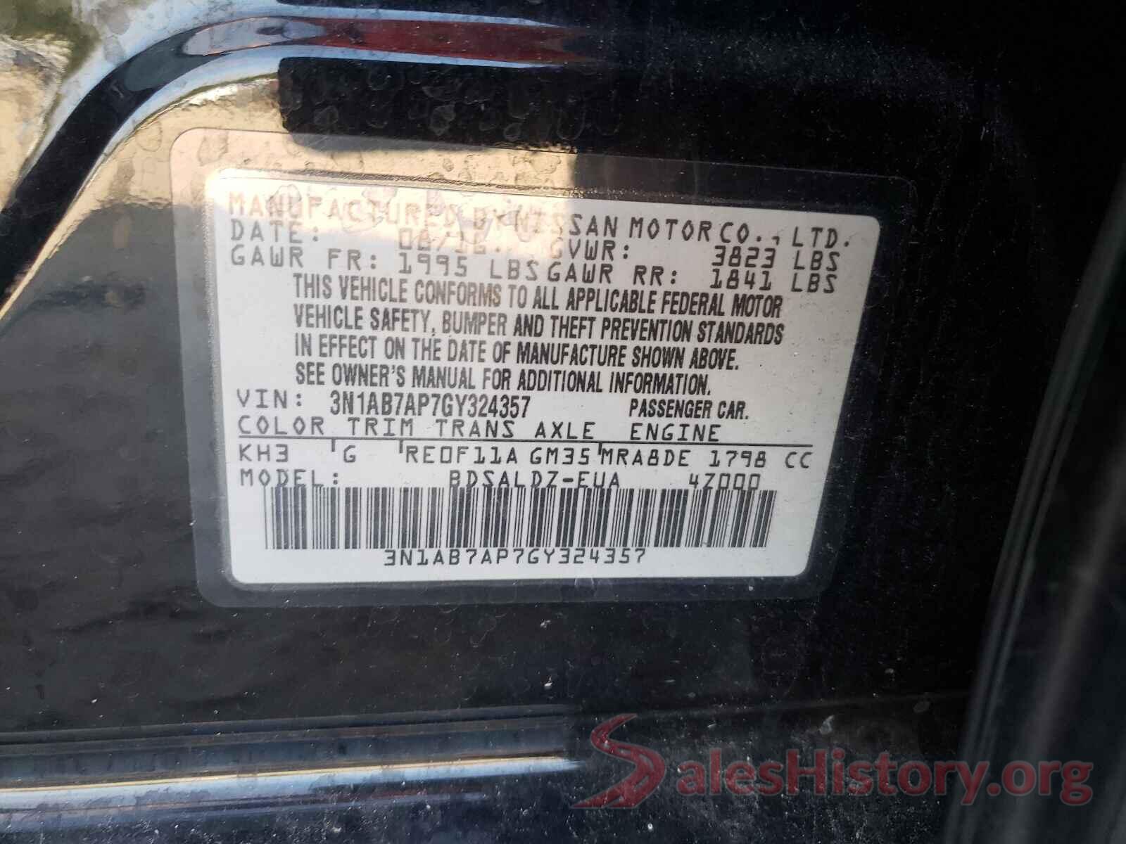 3N1AB7AP7GY324357 2016 NISSAN SENTRA