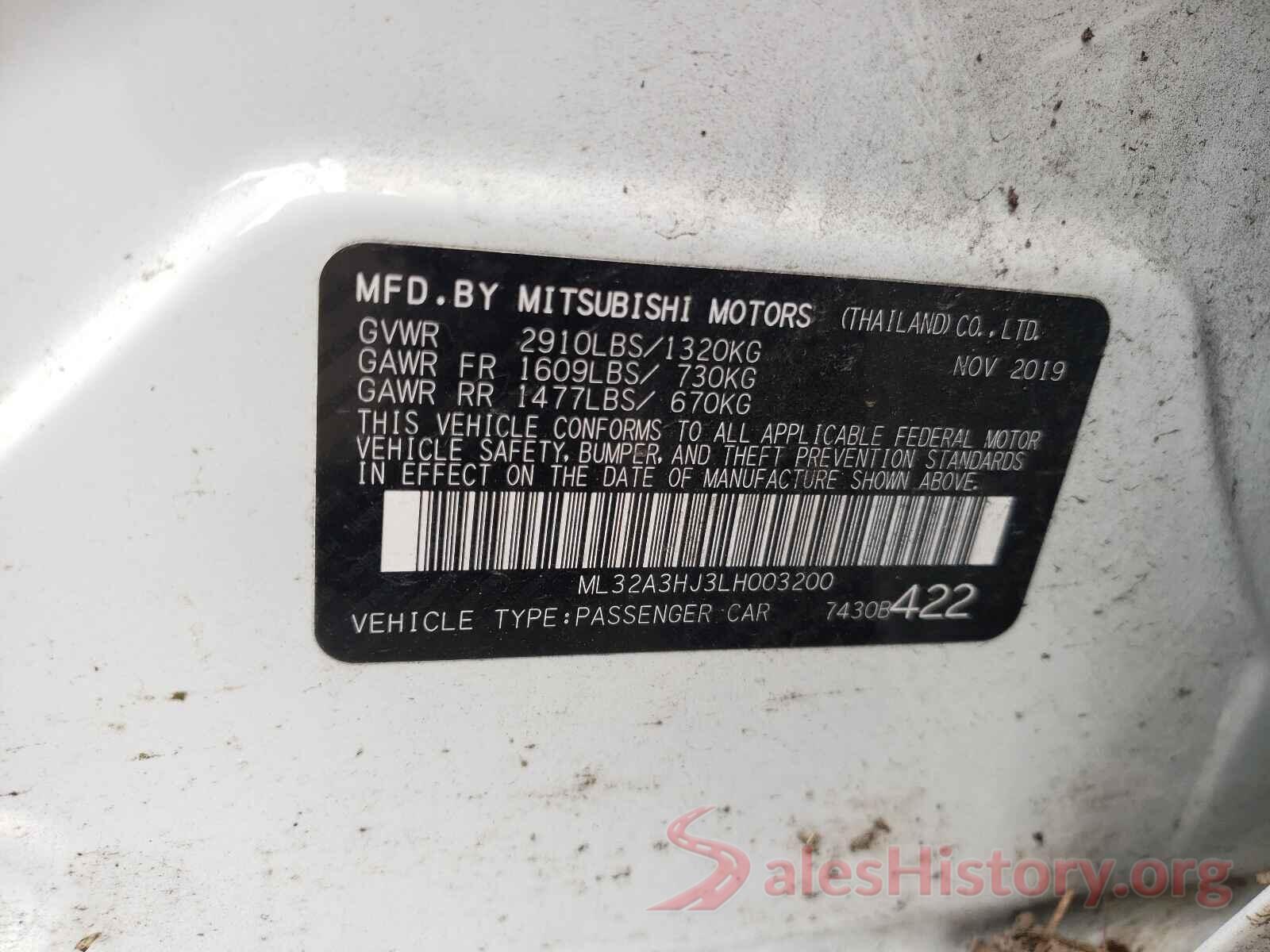 ML32A3HJ3LH003200 2020 MITSUBISHI MIRAGE