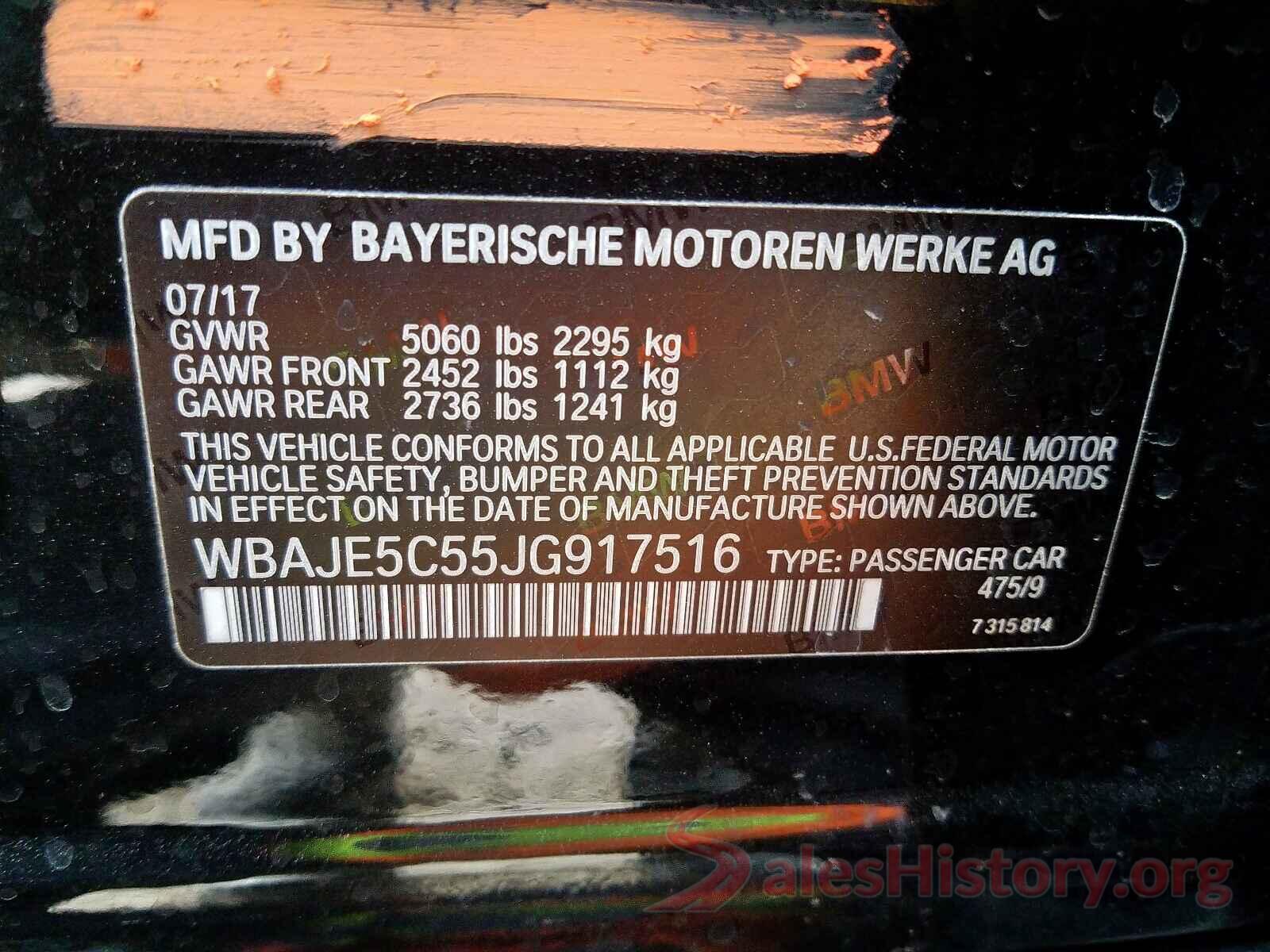 WBAJE5C55JG917516 2018 BMW 5 SERIES