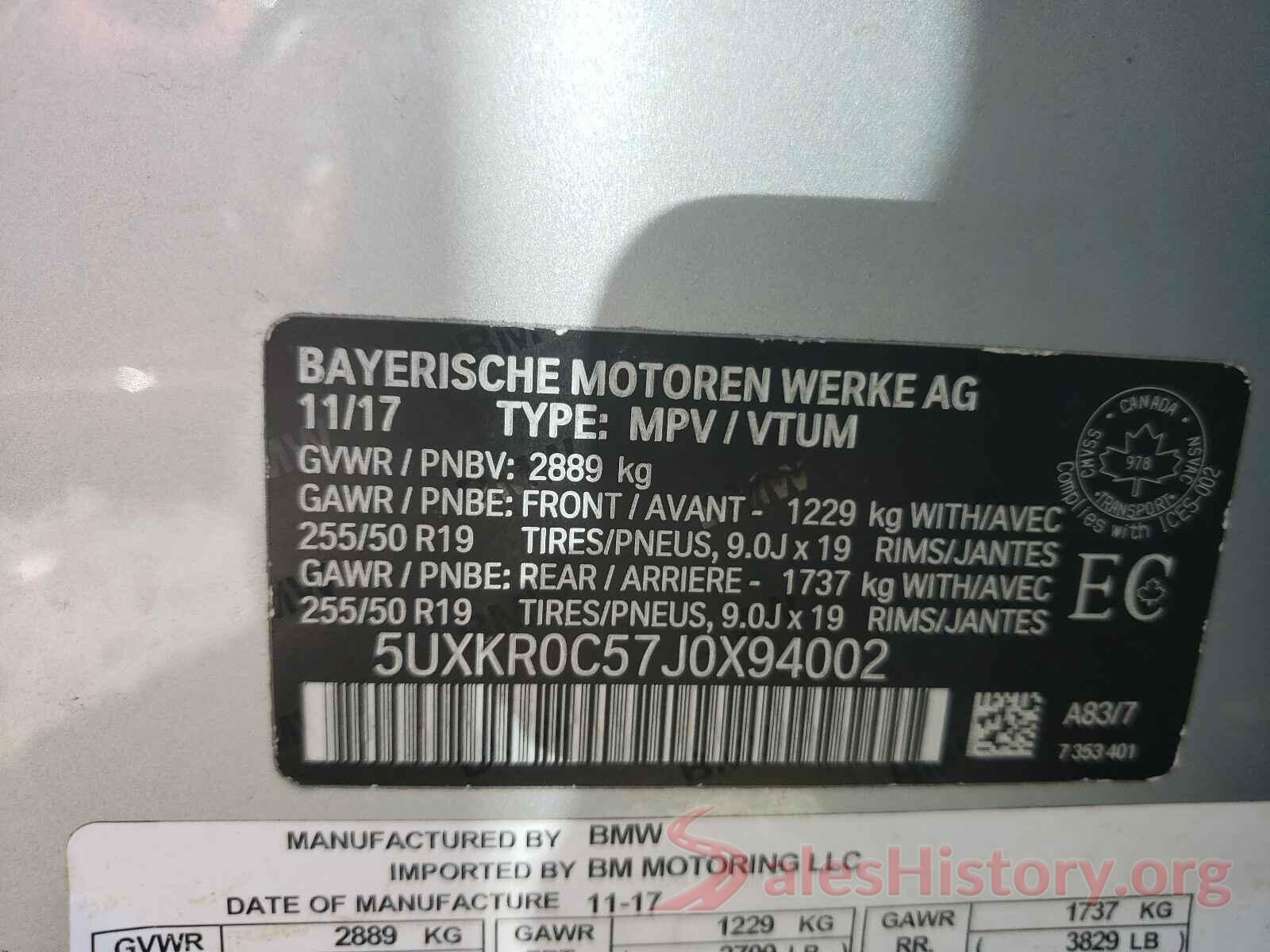 5UXKR0C57J0X94002 2018 BMW X5