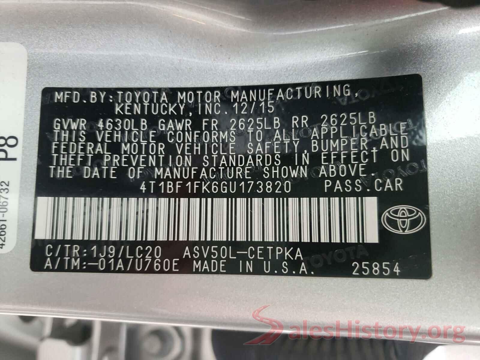 4T1BF1FK6GU173820 2016 TOYOTA CAMRY