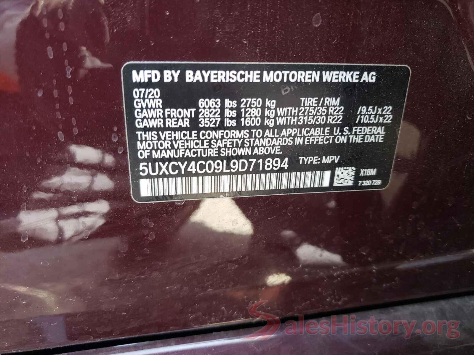 5UXCY4C09L9D71894 2020 BMW X6